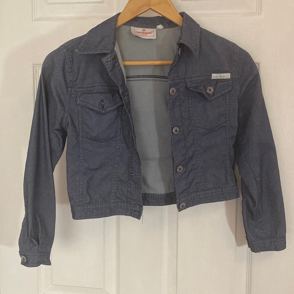 EUC Laura Biagiotti Junior Lightweight Denim Jacket Blazer Size Medium 6 Italy